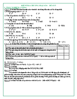 Đề kiểm tra chương I Đại số 6  Đề số 5